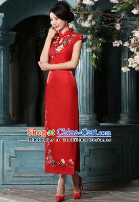 Traditional Chinese Women Dress Qi Pao Choengsam  Bride Clothes Wedding Long Dress Evening Dresses