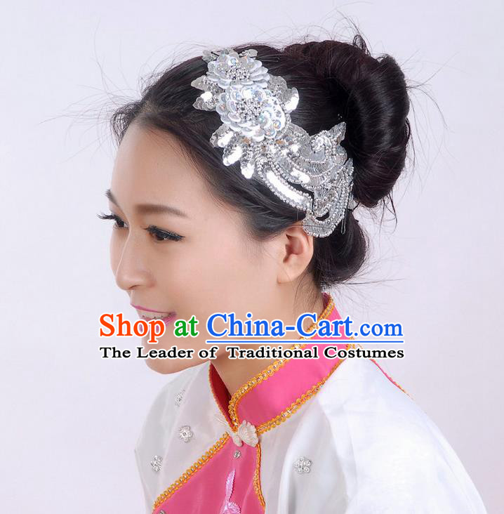 Traditional Chinese Yangge Hair Accessories, Fan Dancing Headwear, Folk Dance Yangko Headdress, Stage Accessories Minimum Purchase 10