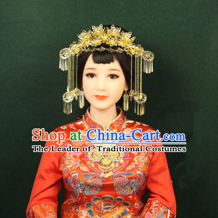 Chinese Ancient Style Hair Jewelry Accessories, Hairpins, Tang Dynasty Xiuhe Suits Wedding Bride Headwear, Headdress, Imperial Empress Handmade Phoenix Hair Fascinators for Women
