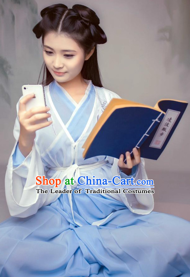 Ancient Chinese Style Dresses Taoist Nun Clothing Clothes Han Chinese Costume Hanfu and Hair Jewelry Complete Set for Women Adults Children