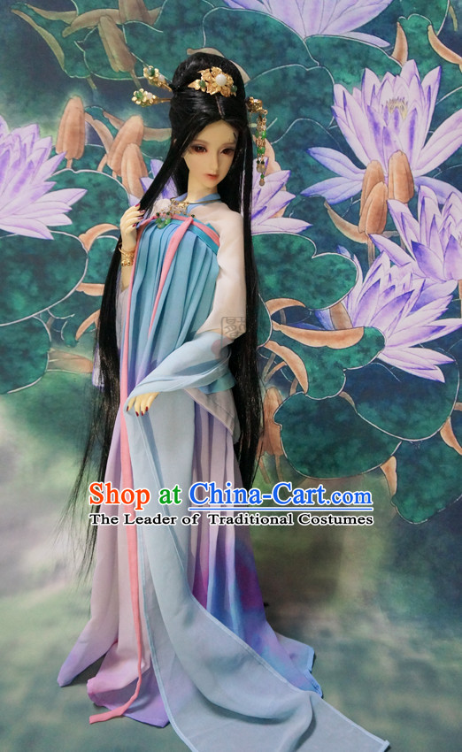 Chinese Style Dresses Chinese Taoist Clothing Clothes Han Chinese Costume Hanfu and Hair Jewelry Complete Set for Women Adults Children