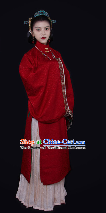 Chinese Style Dresses Kimono Dress Song Dynasty Empress Princess Queen Outfits and Headpieces Complete Set for Women