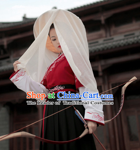 Chinese Ancient Knight Clothing and Hat Complete Set for Women and Girls