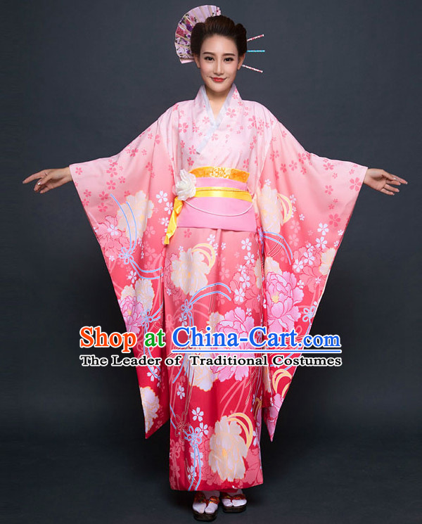 Japanese Traditional Kimono Clothing Complete Set for Women Girls Adults