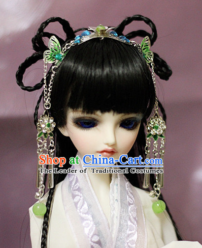 Ancient Chinese Style Princess Black Hair Wigs and Accessories for Women Girls Adults Kids