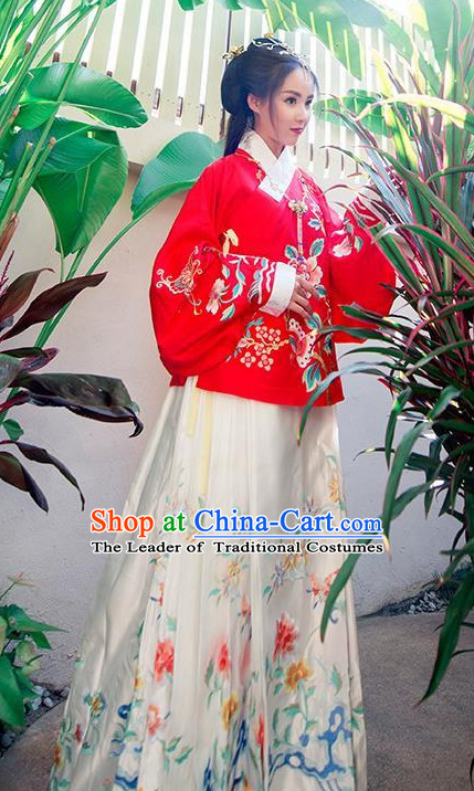 Ancient Chinese Ming Dynasty Princess Queen Empress Clothing and Headpieces Complete Set for Women or Girls