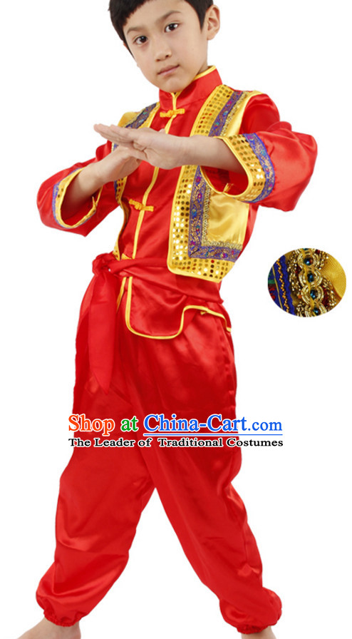 Chinese Folk New Year Dancing Costumes for Girls Kids Children