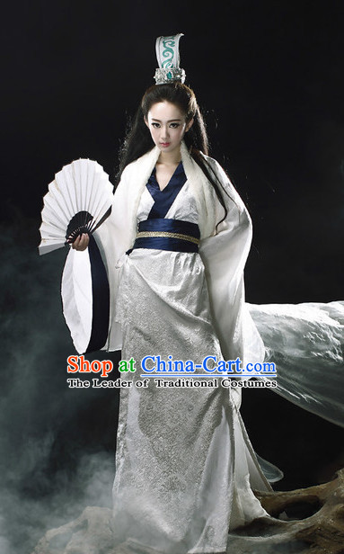 Ancient Chinese Knight Costumes and Hair Jewelry Complete Set for Women Adults Kids Youth Children