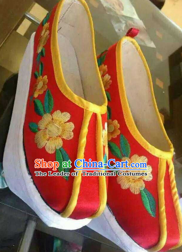 High Heel Handmade Ancient Traditional Chinese Embroidered Lotus Shoes China Shoes for Women Girls