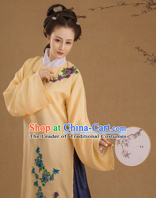 Chinese Ancient Ming Dynasty Lady Costumes and Hair Jewelry Complete Set for Women
