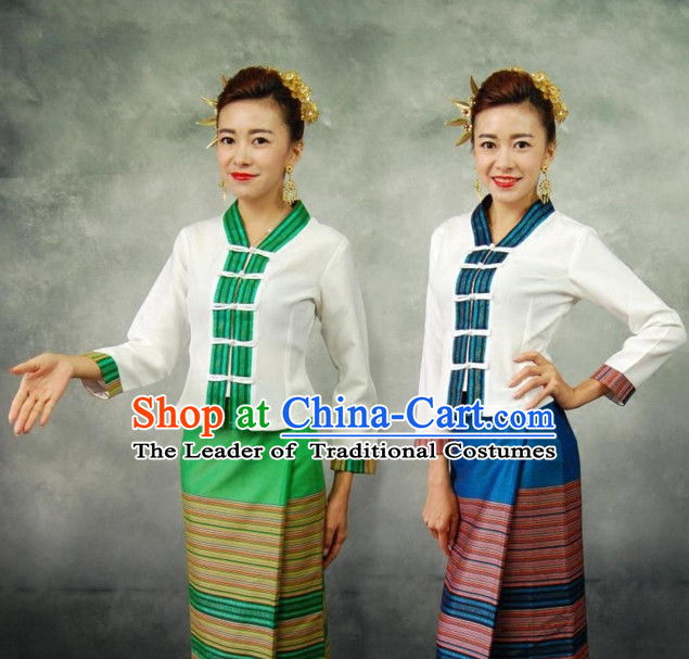 Traditional National Thai Dress Thai Traditional Dress Dresses Wedding Dress online for Sale Thai Clothing Thailand Clothes Complete Set for Women Girls Adults Youth Kids