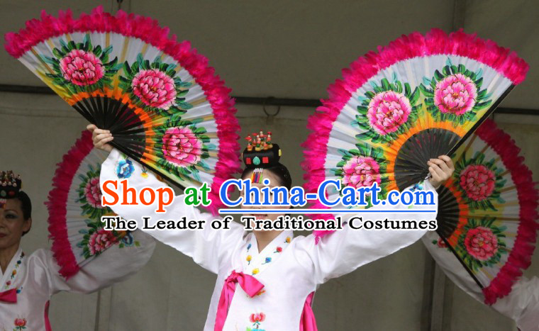 Traditional Korean Dance Feather Peony Fan