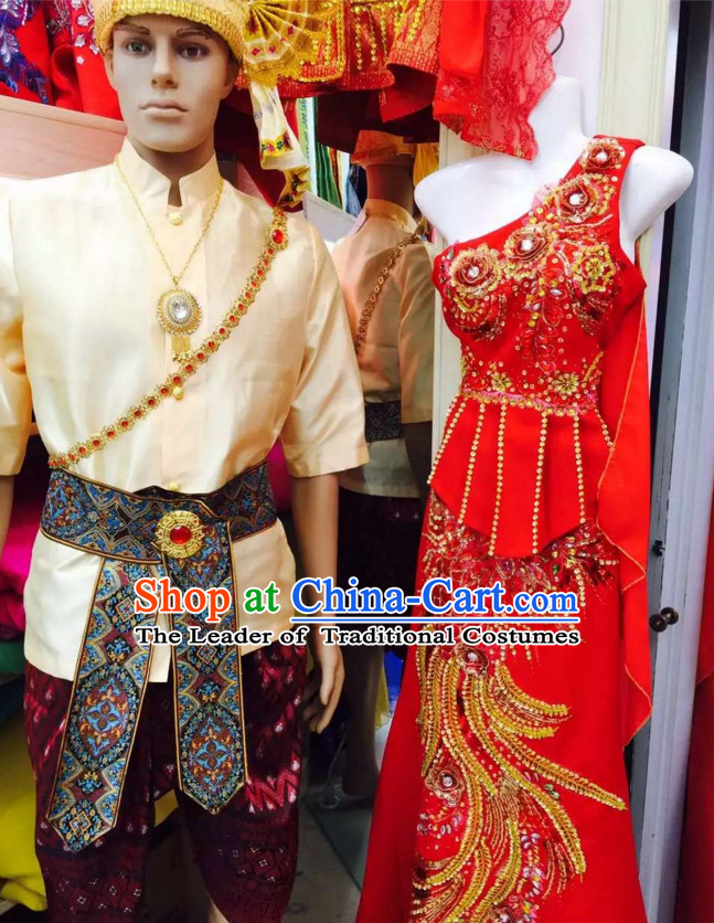 Top Traditional National Thai Garment Dress Thai Traditional Dress Dresses Wedding Dress Complete Set for Couple