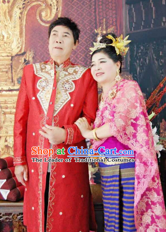 Top Traditional National Thai Garment Dress Thai Traditional Dress Dresses Wedding Dress Complete Set for Couples