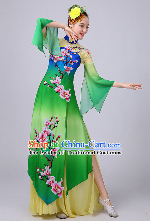 Chinese Plum Blossom Classical Dancing Costume and Headdress Complete Set for Women or Girls
