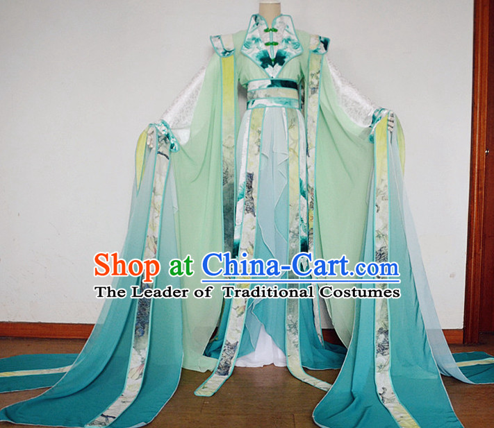 Asian Chinese Royal Imperial Princess Empress Queen Hanfu Costume Clothing Oriental Dress and Hair Accessories Complete Set for Men Boys Adults Children
