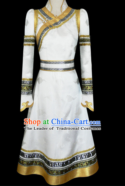 Mongolian People Yuan Dynasty Mongolians Dance Costumes Clothing Clothes Garment Complete Set for Women Girls