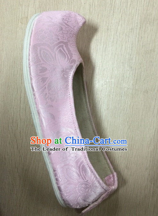 Pink Chinese Ancient Handmade Traditional Bow Shoes for Women and Girls