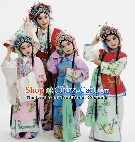 Chinese Traditional Opera Costumes and Headdress Complete Set for Girls Kids