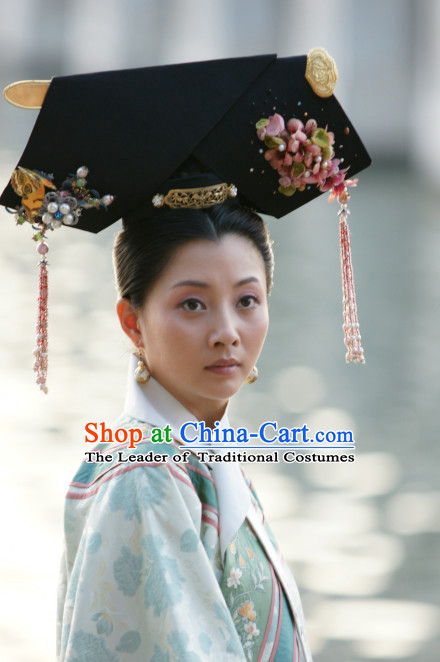 Qing Dynasty Traditional Chinese Imperial Palace Traditional Lady Hat Headwear Headgear Hair Accessories Headdress for Women Girls