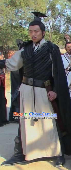 Ancient Chinese Style Minister Dress Authentic Chancellor Clothes Culture Costume Han Dresses Traditional National Dress Clothing and Headwear Complete Set for Men