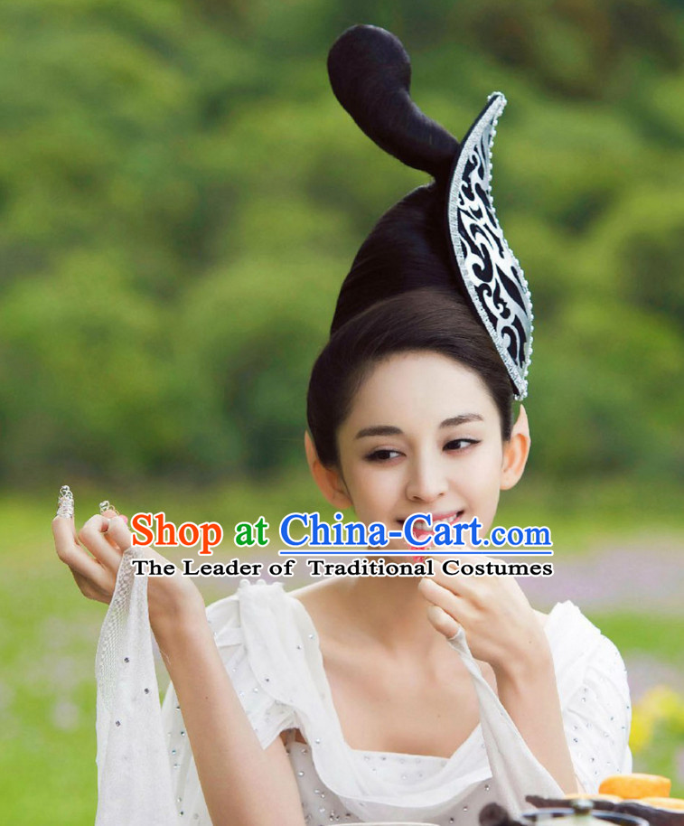 Ancient Chinese Traditional Style Fairy Black Wigs and Hairpins for Women Girls
