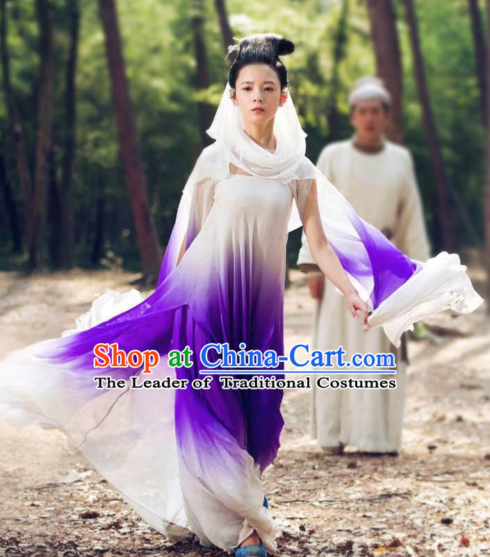 Ancient Chinese Style Fairy Hanfu Costumes Dress Authentic Clothes Culture Han Dresses Traditional National Dress Clothing and Headpieces Complete Set