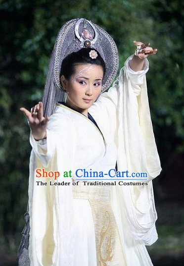 Ancient Chinese Style Fairy Costumes Dress Authentic Clothes Culture Han Dresses Traditional National Dress Clothing and Headpieces Complete Set for Brides