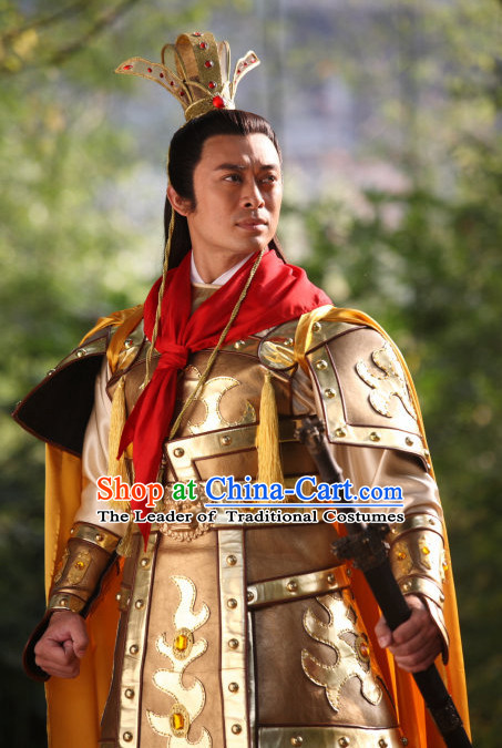 Ancient Chinese Style Prince Costumes and Headwear Complete Set for Men Boys