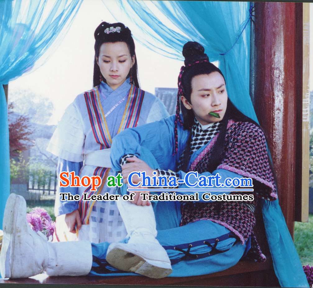Custom Made Traditional Chinese Swordsman and Swordswoman Costumes 2 Complete Sets