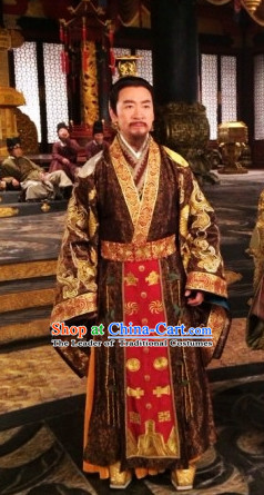 Traditional Chinese Ancient General Costumes and Hat Complete Set for Men