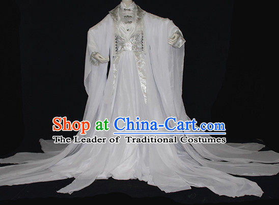 Ancient Chinese Imperial Royal White Hanfu Clothing Complete Set for Women