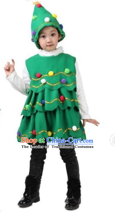 Chinese Christmas Tree Dance Dress for Children Girls