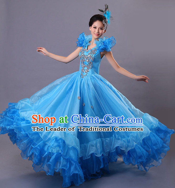 Chinese Stage Spainish Dancing Costumes and Headdress for Women