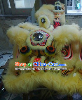 Top Chinese Classical 100_ Natural Long Wool Fut San Lion Dance Costume Complete Set