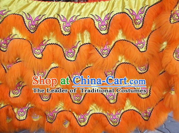 Chinese Traditional 100_ Natural Long Wool Lion Dancing Embroidered Body Costumes Pants Claws Set