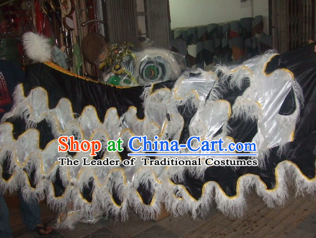 Chinese Traditional 100_ Natural Long Wool Lion Dance Body Costumes Pants Claws Set