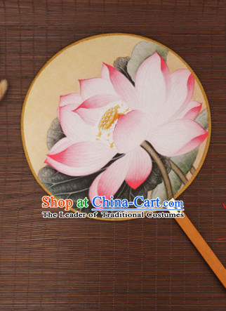 Chinese Traditional Classic Handmade Lotus Gong Shan Palace Fan Round Fan Mandarin Fan Dance Fan