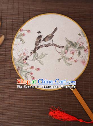 Ancient Chinese Classic Handmade Birds Palace Fan Round Fan Mandarin Fan Gong Shan Dance Fan