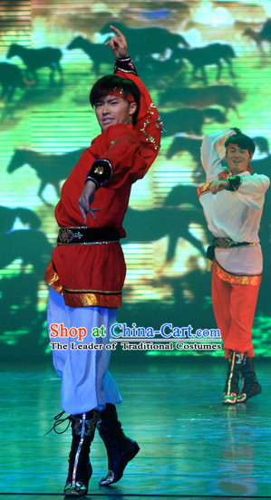 Chinese Traditional Mongolian Dancing Outfits Dancewear Costumes Dancer Costumes Dance Costumes Chinese Dance Clothes Traditional Chinese Clothes Complete Set for Men