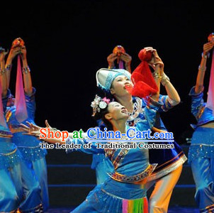 Chinese Traditional Ethnic Dance Dress Dancewear Costumes Dancer Costumes Dance Costumes Chinese Dance Clothes Traditional Chinese Clothes Complete Set for Kids