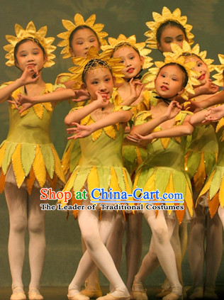 Chinese Stage Sunflower Dancing Dancewear Costumes Dancer Costumes Dance Costumes Chinese Dance Clothes Traditional Chinese Clothes Complete Set for Women Kids