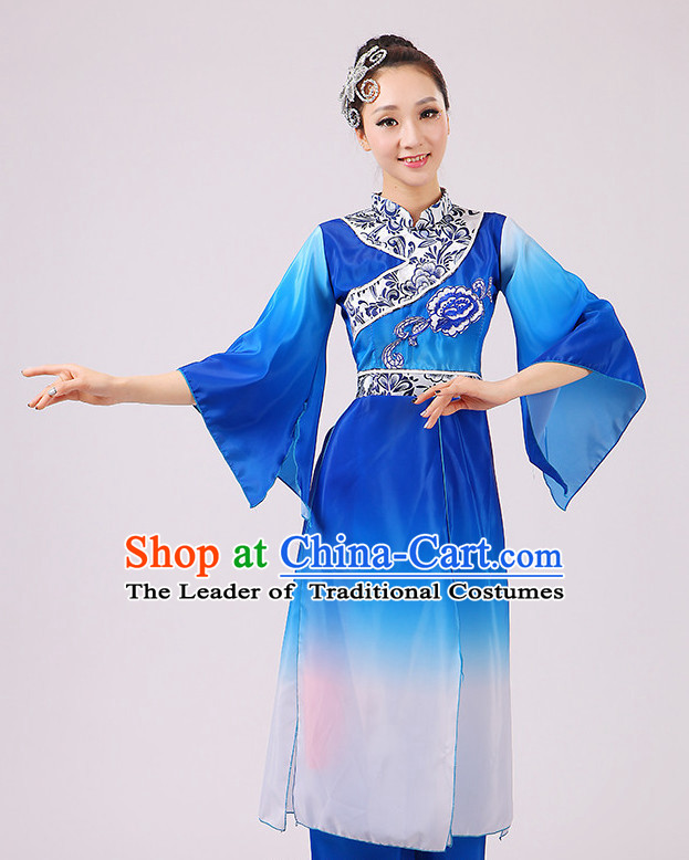 Chinese Traditional Stage Minority Ethnic Dance Dancewear Costumes Dancer Costumes Dance Costumes Clothes and Headdress Complete Set for Girls Ladies