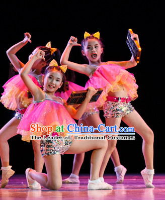 Chinese Traditional Primary School Dance Costumes Complete Set for Kids