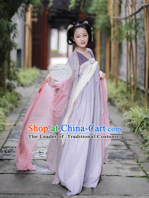 Traditional Asian Chinese Tang Dynasty Female Han Clothing Garment Hanfu Clothes Complete Set
