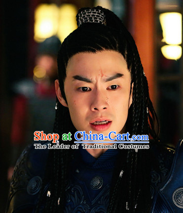 Ancient Chinese Style Superhero Swordsman Long Black Wigs for Men