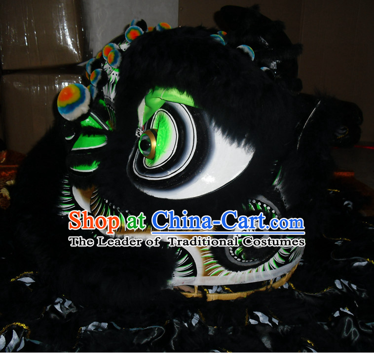 Black Top Competition and Parade Fut San Lion Dancing Costume Complete Set