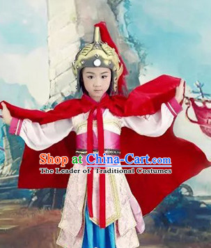 Traditional Chinese Han Dynasty Hua Mulan Costumes Dress Chinese Hanfu Clothing Cloth China Attire Oriental Dresses Complete Set for Kids