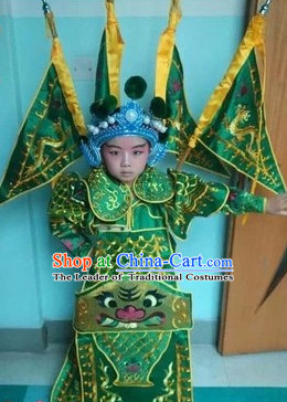 Chinese Beijing Opera Costumes Peking Opera Wusheng Costume Complete Set for Kids