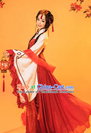 Chinese Traditional Mandarin Dress Clothing Hanfu National Costumes China Gown Wear and Hair Accessories Complete Set